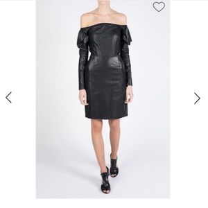 Diesel Lambskin Leather Off Shoulder Dress NWOT